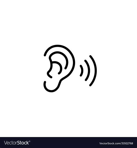 Ear Icon Line Hearing Symbol On Isolated White Vector Image