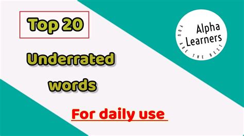 20 Daily Use Words Underrated Words Use In Daily Life Alpha Learners English Youtube