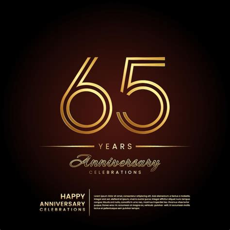 Premium Vector 65 Year Anniversary Template Design In Golden Color