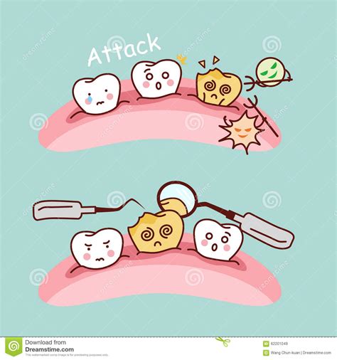 Cute Cartoon Tooth Cavity Stock Vector Illustration Of