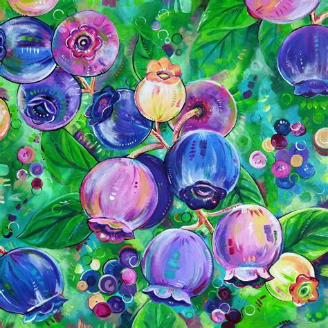Blueberries Acrylic Painting Painting Artwork Painting Fruit Art Print