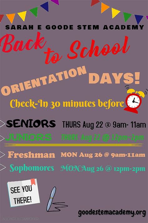 Goode Stem Academy Corrected Back To School Orientation Dates