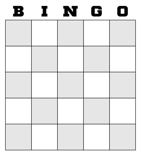 Bingo Card Template Word