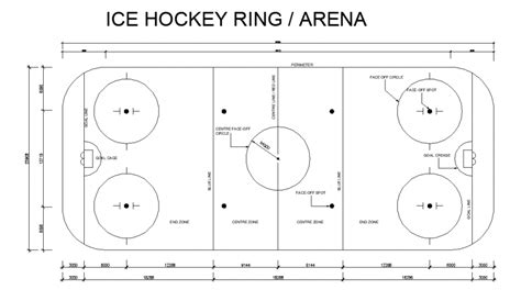 Ice Hockey Game Ground Detail 2d View Elevation And Plan Dwg File