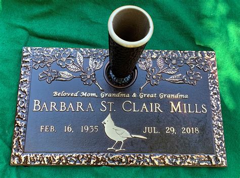 Flat Bronze Cemetery Marker With Vase Dogwood Rock Edge Etsy