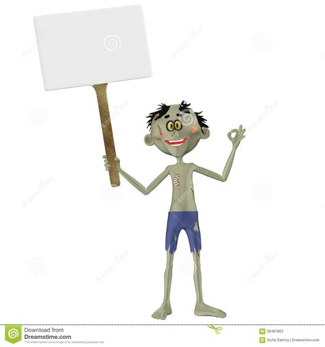 Zombie Holding A Sign Stock Illustration Illustration Of Horror 58481863