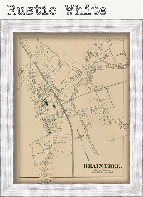 Village Of Braintree Massachusetts 1876 Map Replica Or Genuine Originali