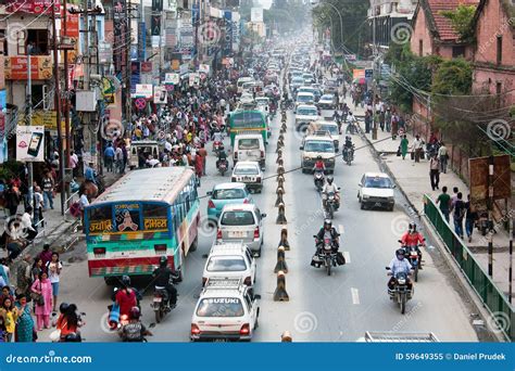 Crowded Traffic Jam Road In Kathmandu City Editorial Image Image Of