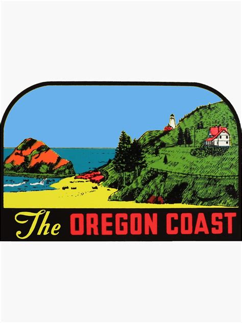 The Oregon Coast Vintage Travel Decal Sticker For Sale By Hilda74