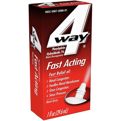 4way Fast Acting Nasal Spray For Sinus Congestion Relief 1 Fl Oz Spray Bottle
