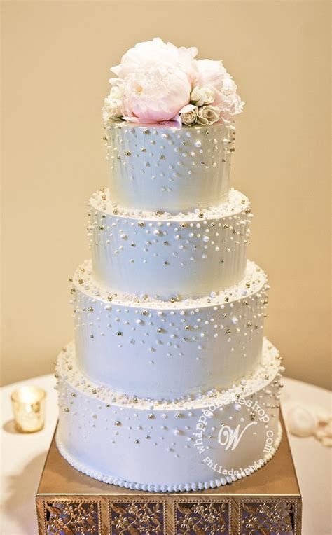 Scattered Pearl Wedding Cake Wedding Cake Pearls Pearl Cake