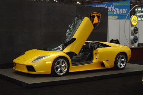 Yellow Lamborghini Doors Open New York Auto Show 2005 Car Pictures