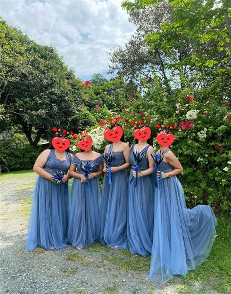 dusty blue tulle adult infinity dress bridesmaid wedding maxi long dress women s fashion