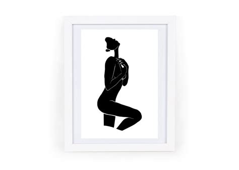 Standing Female Nude Silhouette Art Nude Illustration Etsy