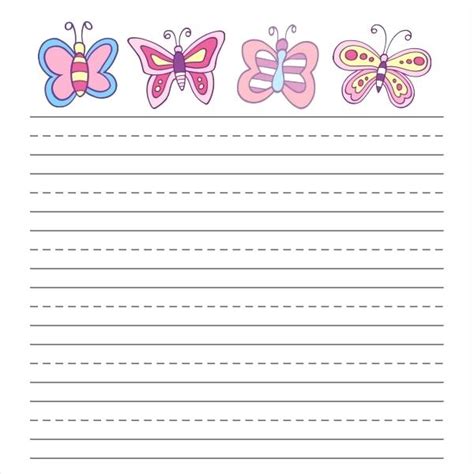 Printable primary paper with dotted lines, regular lined paper, and graph paper. 48 Pretty Letter Writing Paper | KittyBabyLove.com