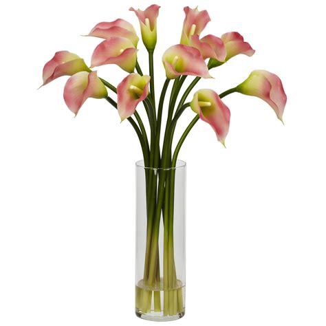 20 Mini Calla Lily Silk Flower Arrangement Pink
