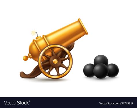 golden cartoon cannon royalty free vector image