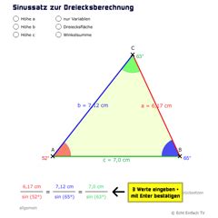 Een rechthoekige driehoek is een driehoek waarvan één van de hoeken 90° is. Lektion TRI03: Sinussatz und Kosinussatz | Matheretter