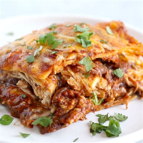 Layered Chicken Enchilada Casserole With Flour Tortillas This Easy