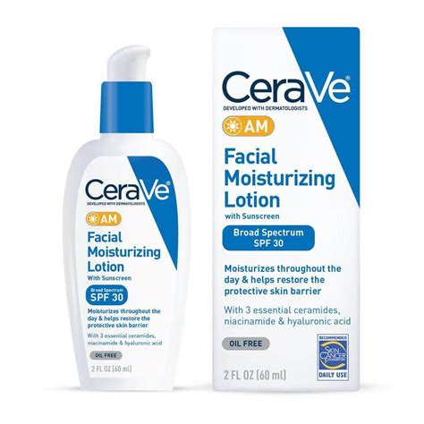 cerave am oil free face lotion with sunscreen spf 30 2 fl oz moisturizer with spf