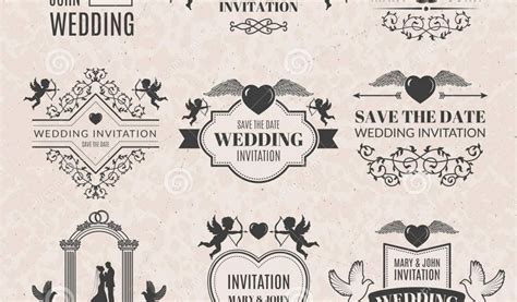 Wedding Card Logo Clipart Free Download Wedding Labels Set In Victorian Style Monochrome