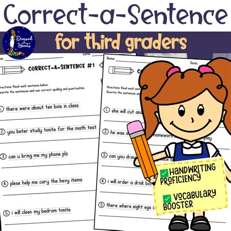 Correct A Sentence For Third Graders Made By Teachers In