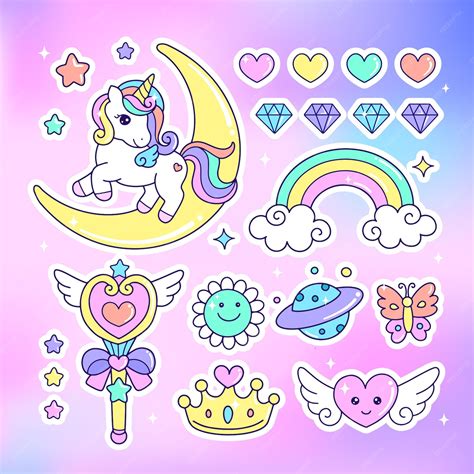 Premium Vector Colorful Unicorn Rainbow Sticker Icon Illustration