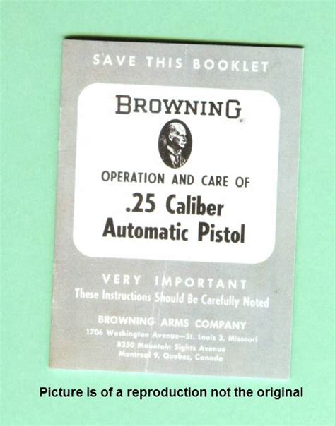 Browning Baby Browning Fac Instr Manual Repro For Sale At