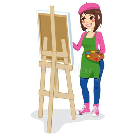 Painter Artist Woman Beautiful Painter Artist Woman Holding Palette