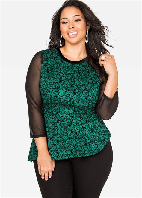 Flocked Velvet Peplum Top Flocked Velvet Peplum Top Tops Plus Size