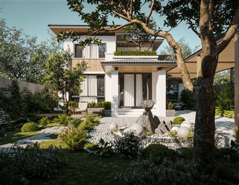 Exterior And Landscaping Of Villa On Behance