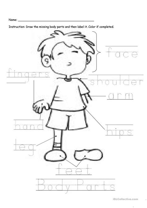 There are two versions of this worksheet. Printable Worksheets Parts Body Kindergarten - Letter ...
