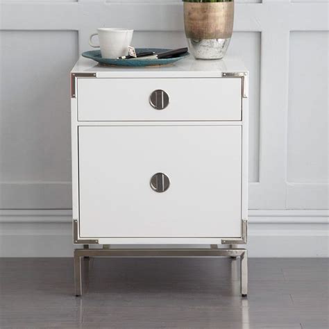 Find lacquer bedroom furniture for the master suite or kids' room. Malone Campaign Bedside Table - White Lacquer 51w x 46d x ...