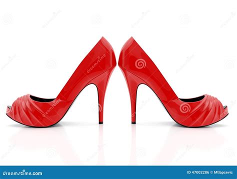 Pair Of Red Women Stiletto Heel Shoes Isolated On White Background Stock Illustration
