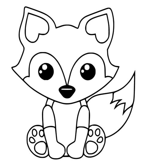 Free Cute Fox Färbung Seite Kostenlose druckbare Malvorlagen für Kinder