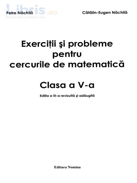 Exercitii Si Probleme Pentru Cercurile De Matematica Clasa 5 Petre