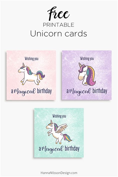 Magical Unicorn Birthday Printable Cards Hanna Nilsson Design