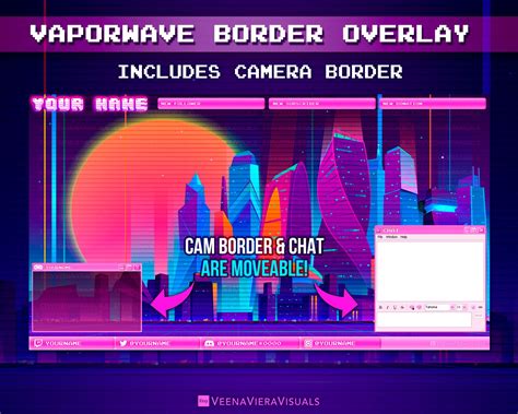 Vaporwave Border Overlay For Twitch Facebook And Youtube Social Link