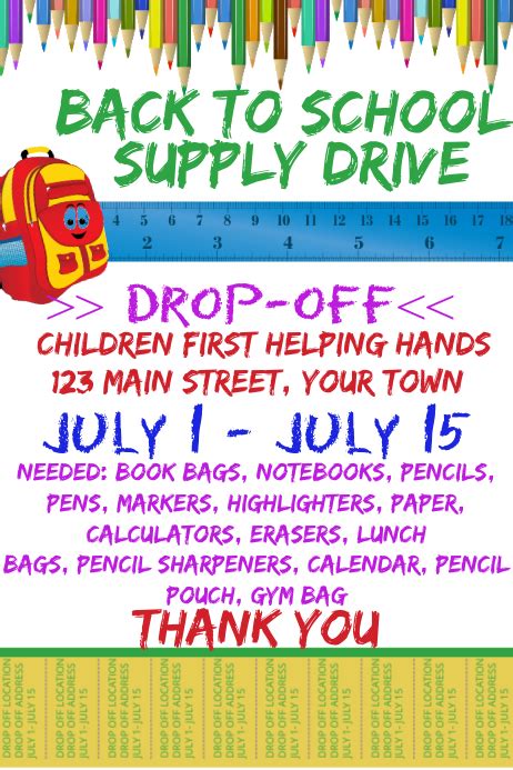 Back To School Supply Drive Template Postermywall