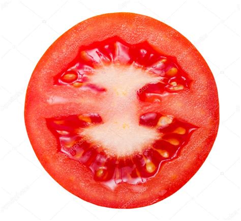 Tomato Slice Isolated On White Background Top View — Stock Photo