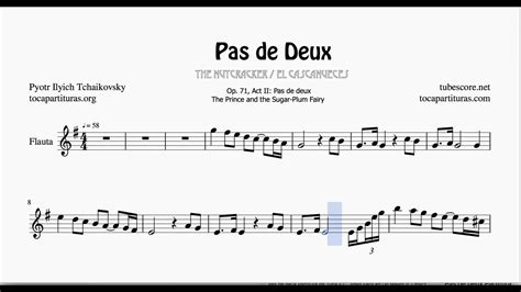 Pas De Deux Flute Sheet Music G Major Original Tone The Nutcracker By Tchaikovsky Youtube