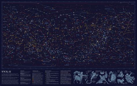 Čtyři Libra Obchodník Night Sky Constellation Map Konečně Krk Ultimátni