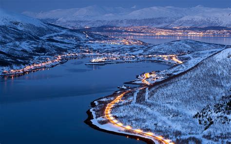 Wallpaper City Lights Of Tromso Norway Winter Night 1920x1200 Hd