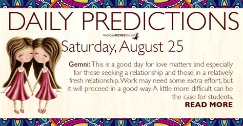 daily predictions for saturday 25 august 2018 magical recipes online