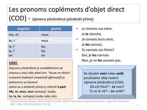 Ppt N Zev Le Pronom Personnel Compl Ment D Objet Direct Cod