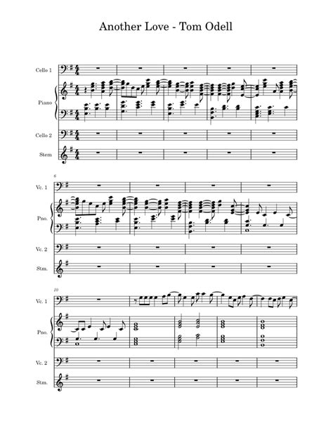 Another Love Tom Odell Cello Sheet Music For Piano Vocals Cello