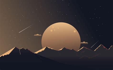 Download 3840x2400 Wallpaper Moonlight Mountains Silhouette Night