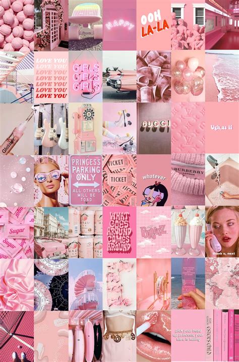 Peach Pink Wall Collage Kit Pink Aesthetic Photos Vsco Etsy