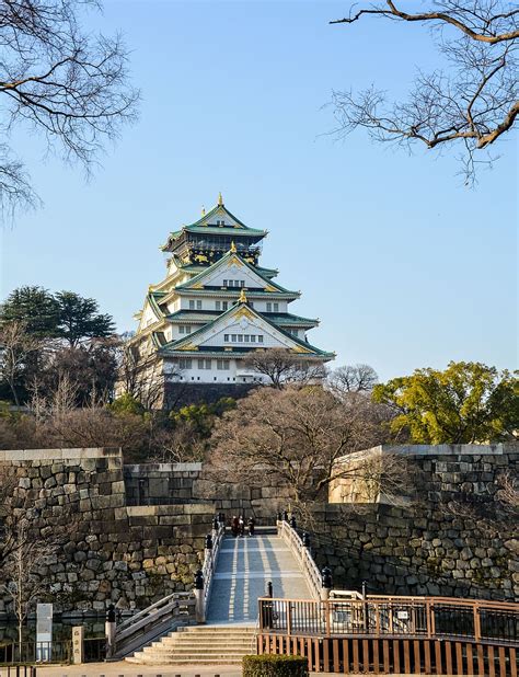 Hd Wallpaper Spring Osaka Castle Japanese Castle Trees Sky