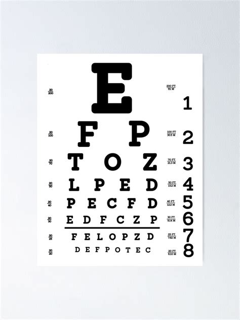 Eye Chart Print Eye Chart Wall Art Eye Chart Poster Digital Art Print